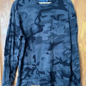 Ralph Lauren Black and Gray Camouflage Long Sleeve Shirt
